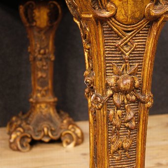 Antique Spanish gilded console with marble top