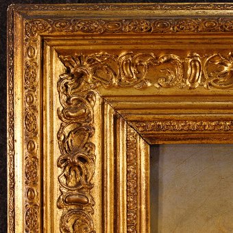 Antique Antique Flemish landscape painting from 19th-century