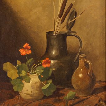 Antique Dutch still life painting signed and dated 1941