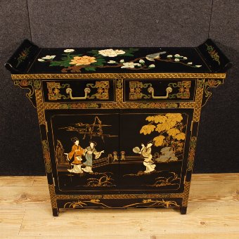 Antique Chinese lacquered and painted sideboard