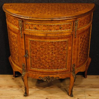 Antique French inlaid demilune sideboard