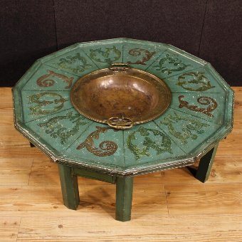 Antique Dutch center table in lacquered and painted wood