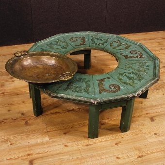 Antique Dutch center table in lacquered and painted wood