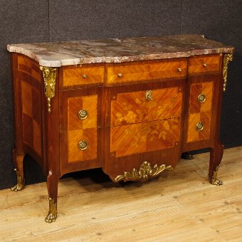 French inlaid dresser with marble top
