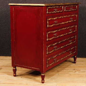 Antique Spanish lacquered and gilt chest of drawers