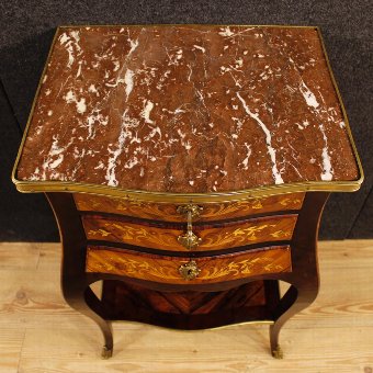 Antique French inlaid night stand with marble top