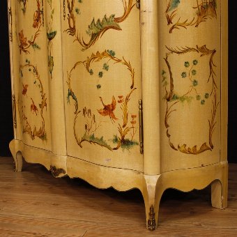 Antique French chinoiserie lacquered and painted wardrobe