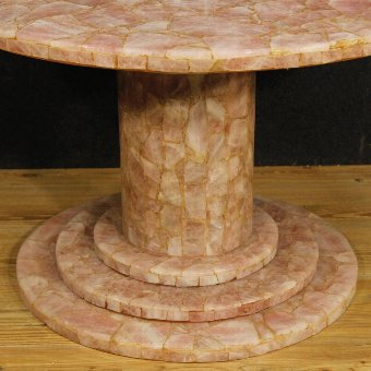 Antique French living room coffee table veneered in pink stone