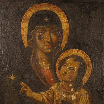 Antique Antique French painting Madonna with child from 18th century
