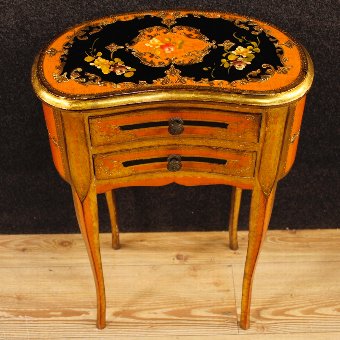 Antique Florentine lacquered, golden and painted side table