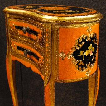Antique Florentine lacquered, golden and painted side table