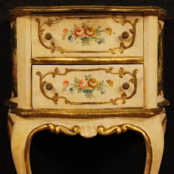 Antique Pair of lacquered and golden French bedside tables