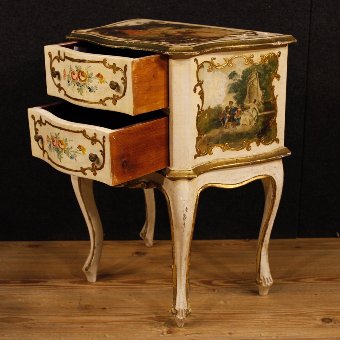 Antique Pair of lacquered and golden French bedside tables