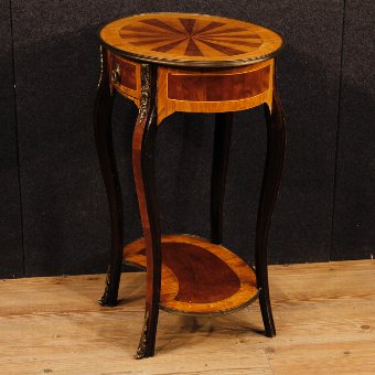 Antique French inlaid side table decorated with brass and bronze