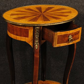 Antique French inlaid side table decorated with brass and bronze