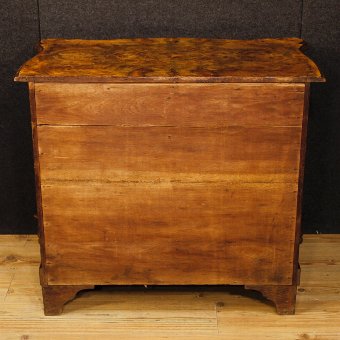 Antique Dutch dresser in burl walnut with 4 drawers