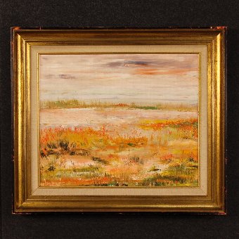 Dutch signed painting depicting impressionist landscape