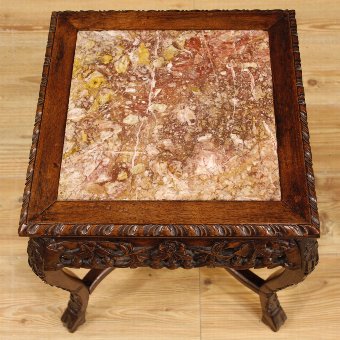 Antique Chinese side table in wood with marble top