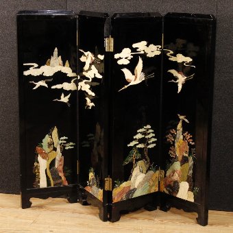 Antique French screen lacquered chinoiserie