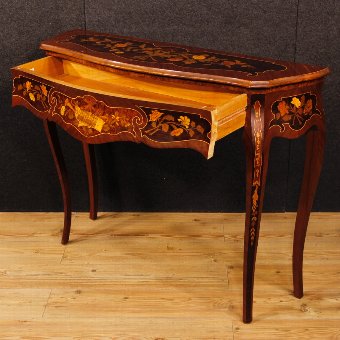 Antique Italian console table in inlaid wood