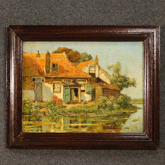 Flemish signed painting depicting landscape