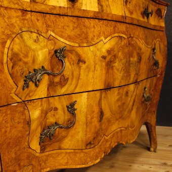 Antique Lombard dresser in walnut and burl wood