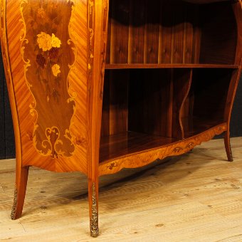Antique French bookcase in inlaid wood