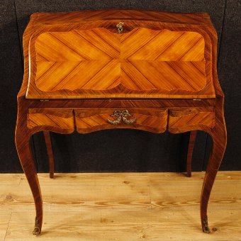 Antique French bureau in rosewood, palisander and maple