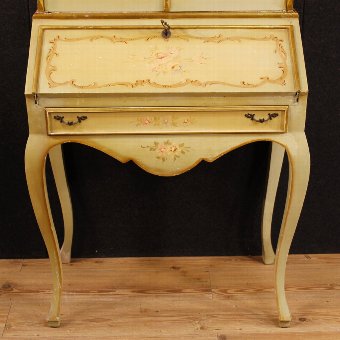Antique Italian trumeau in lacquered and painted wood