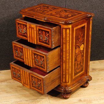 Antique Pair of Italian bedside tables in inlaid wood