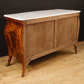 Antique Italian inlaid dresser in marble top in Louis XV style