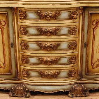 Antique Italian bookcase in lacquered and gilded wood