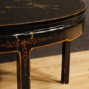 Antique French lacquered and painted chinoiserie table