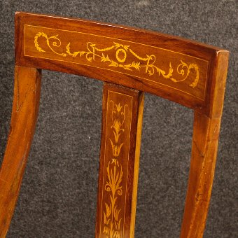 Antique Group of 6 Italian inlaid chairs in Charles X style