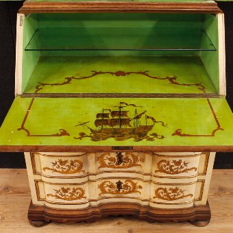 Antique Spanish trumeau in lacquered and gilded wood