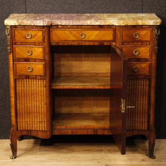 Antique French sideboard in wood with golden bronzes with marble top