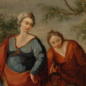 Antique Antique French religious painting biblical scene from 18th century