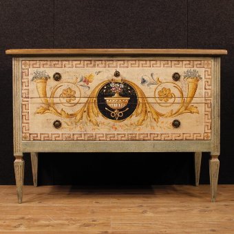 Antique Italian lacquered and painted dresser in Louis XVI style