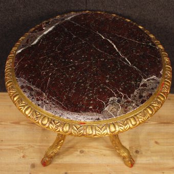 Antique Pair of French side tables in golden wood with marble top