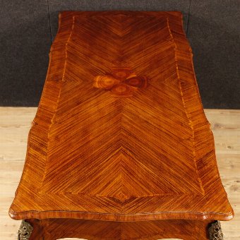 Antique Italian desk inlaid in rosewood, walnut and palisander in Louis XV style