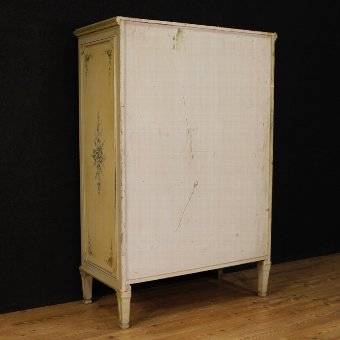 Antique Italian lacquered, gilded and painted wardrobe in Louis XVI style