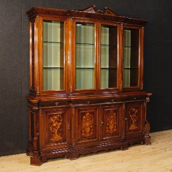 Italian bookcase in inlaid wood