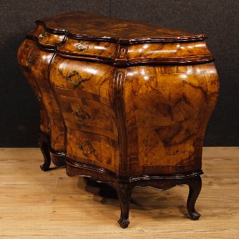 Antique Venetian dresser in walnut and burl walnut in Louis XV style