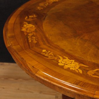 Antique English table in inlaid wood