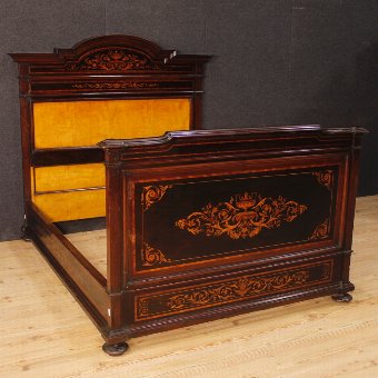 Italian bed in inlaid wood