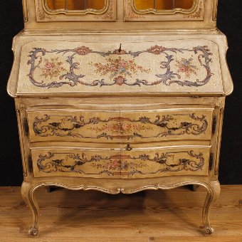 Antique French trumeau in lacquered and painted wood