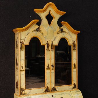 Antique Venetian lacquered and painted trumeau