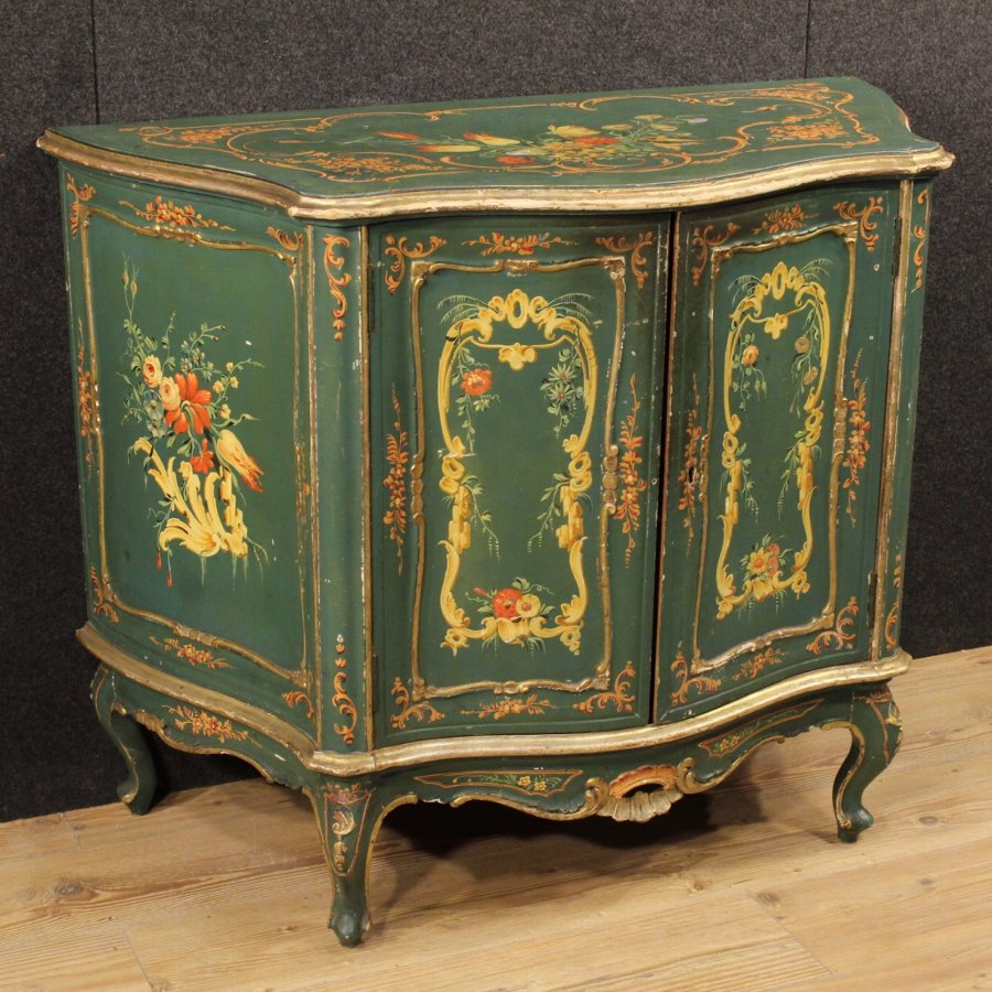 Venetian lacquered and hand painted sideboard