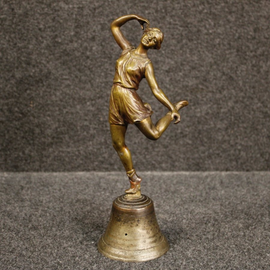 Antique Italian bronze bell with dancer sculpture