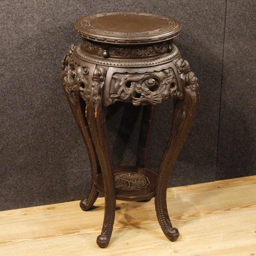 Antique Chinese side table in carved wood | ANTIQUES.CO.UK